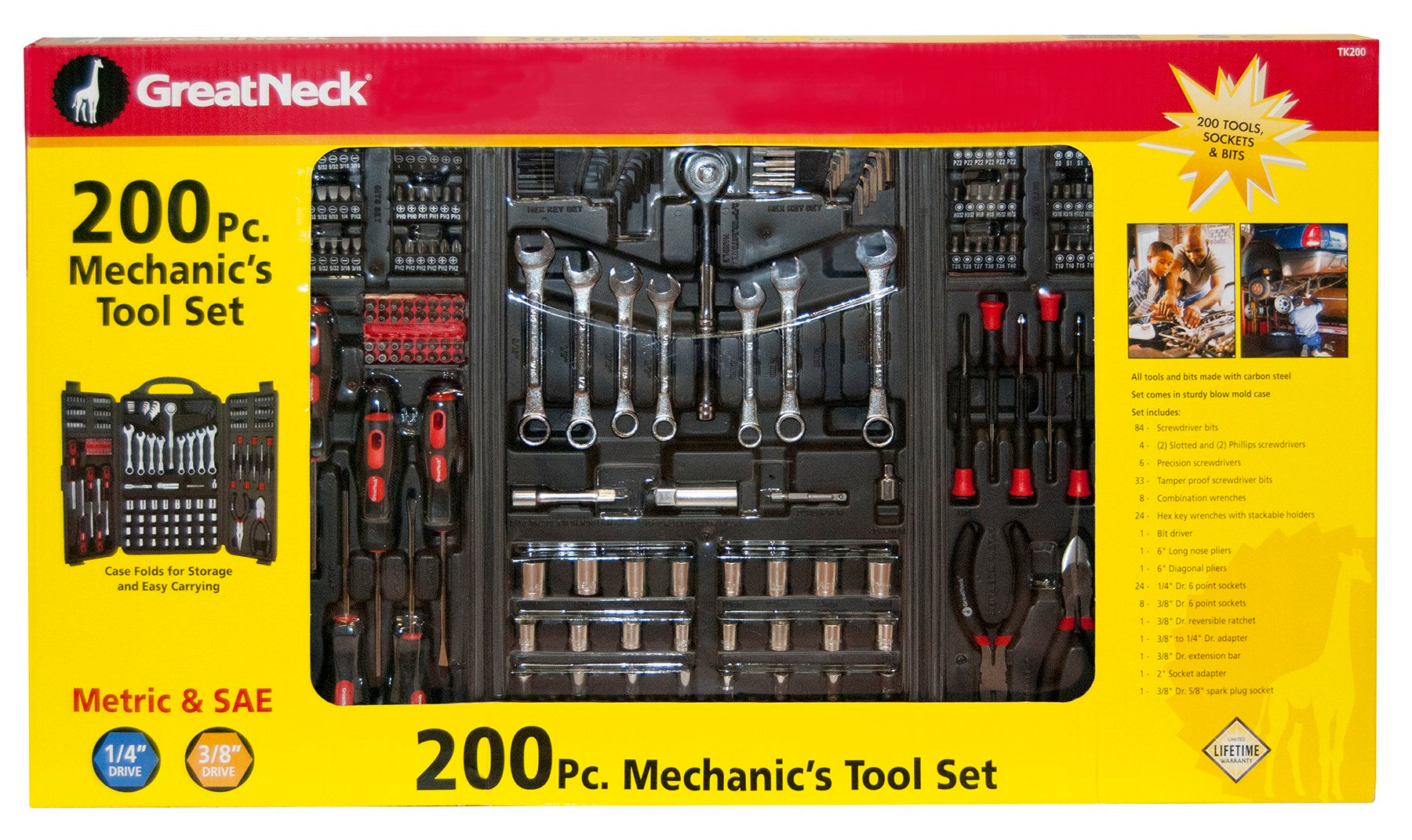 GREAT NECK SAW MFG CO, Great Neck 200 pc Mechanics Tool Set (Pack of 4)